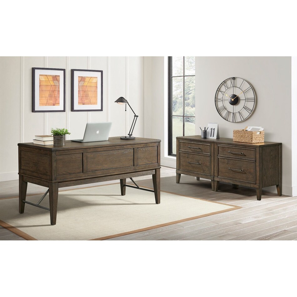 presley weathered vintage oak finish file cabinet   