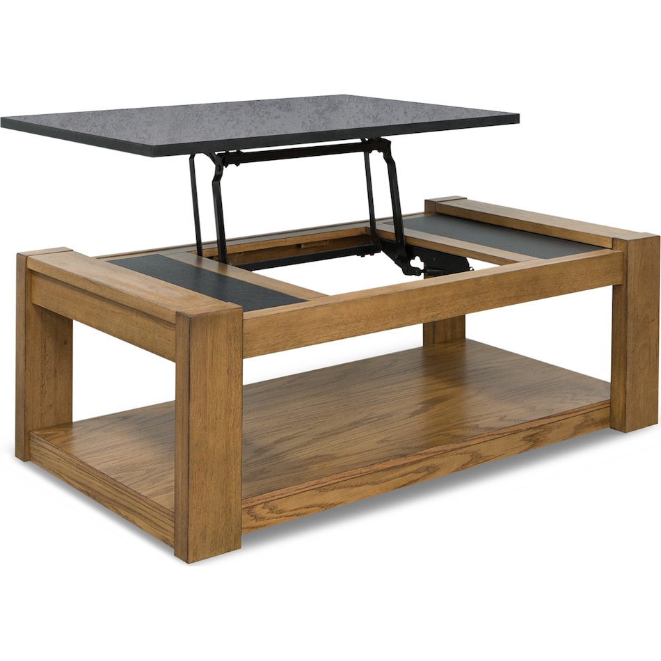quentina light brown black cocktail table lift top   
