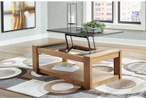 quentina light brown black cocktail table lift top   
