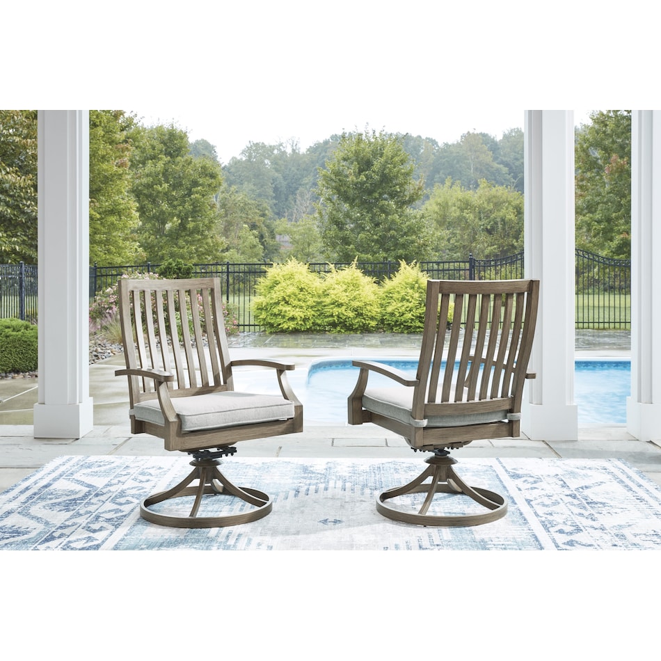 rainier ranch brown beige swivel chair   