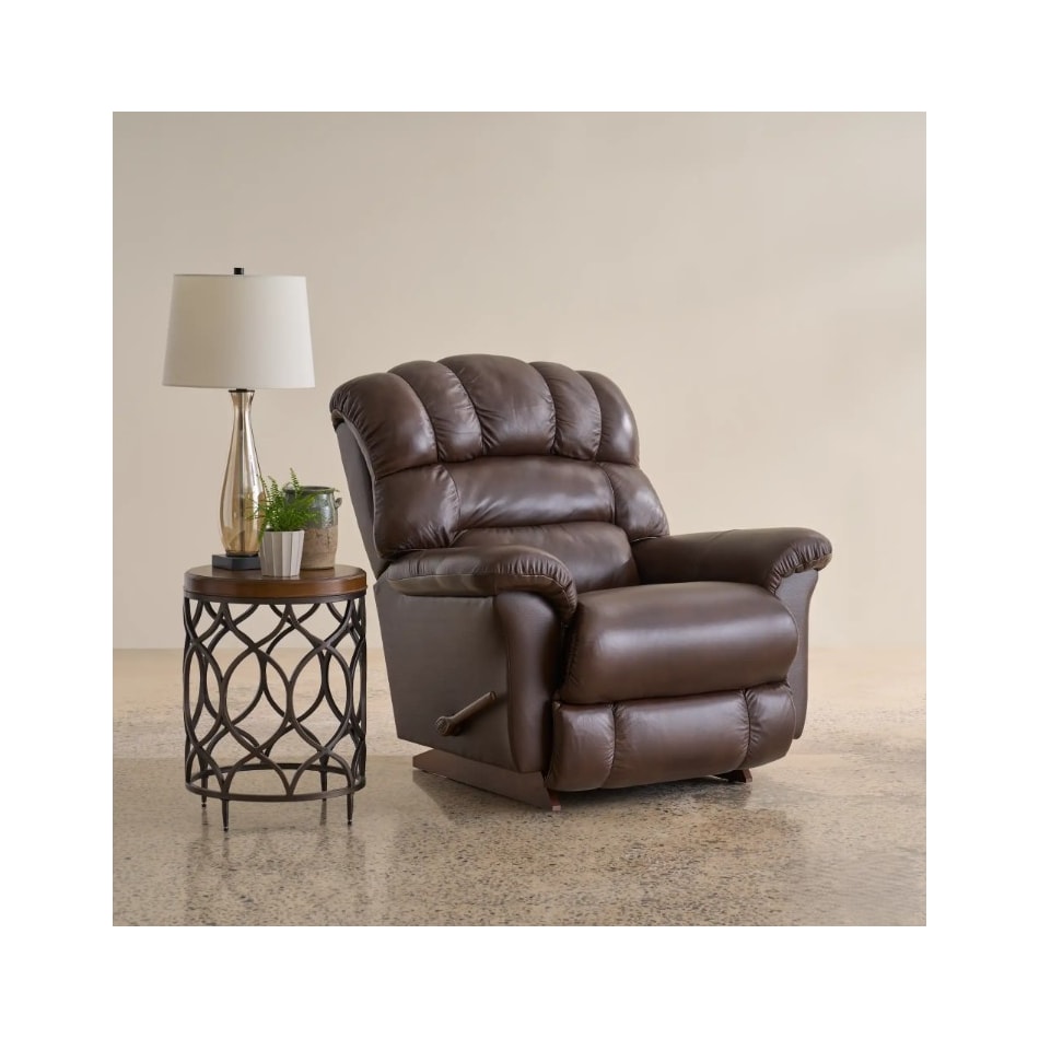 randell  brown leather rocker recliner   