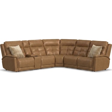 RANDY 6-PIECE LEATHER SECTIONAL WITH HEAT AND MASSAGE BY FLEXSTEEL
