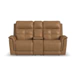 randy almond power leather reclining console loveseat   