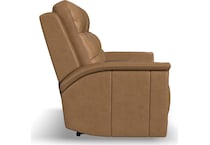 randy almond power leather reclining console loveseat   