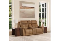 randy almond power leather reclining console loveseat   