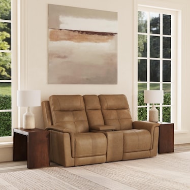 RANDY CONSOLE LOVESEAT WITH HEAT AND MASSAGE BY FLEXSTEEL