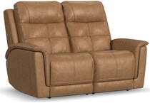 randy almond power leather reclining loveseat   