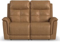 randy almond power leather reclining loveseat   