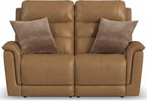 randy almond power leather reclining loveseat   