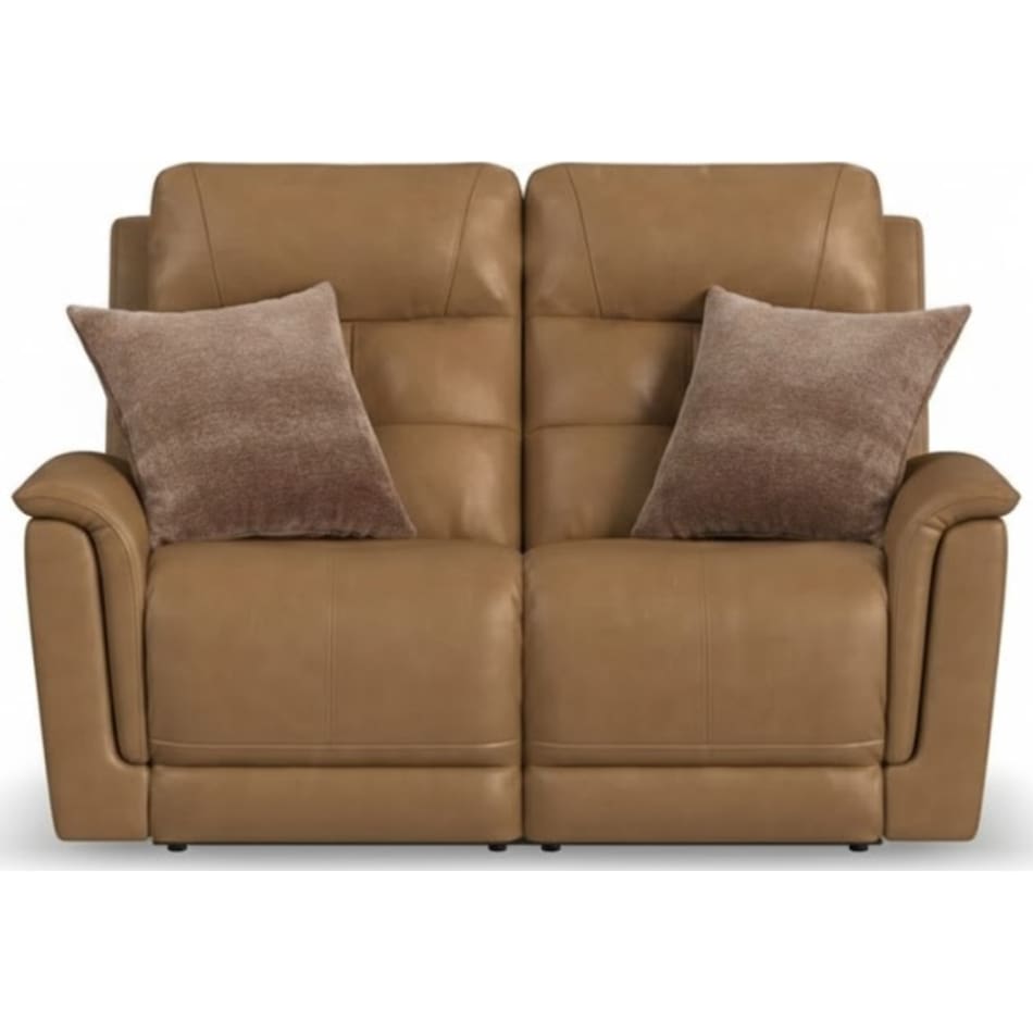 randy almond power leather reclining loveseat   