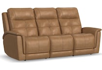 randy almond power leather reclining sofa   