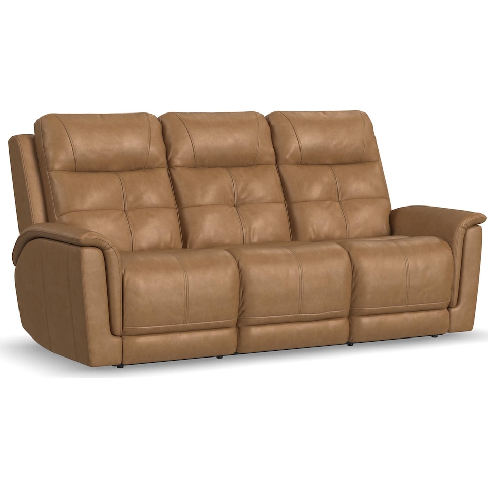 randy almond power leather reclining sofa   