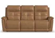 randy almond power leather reclining sofa   