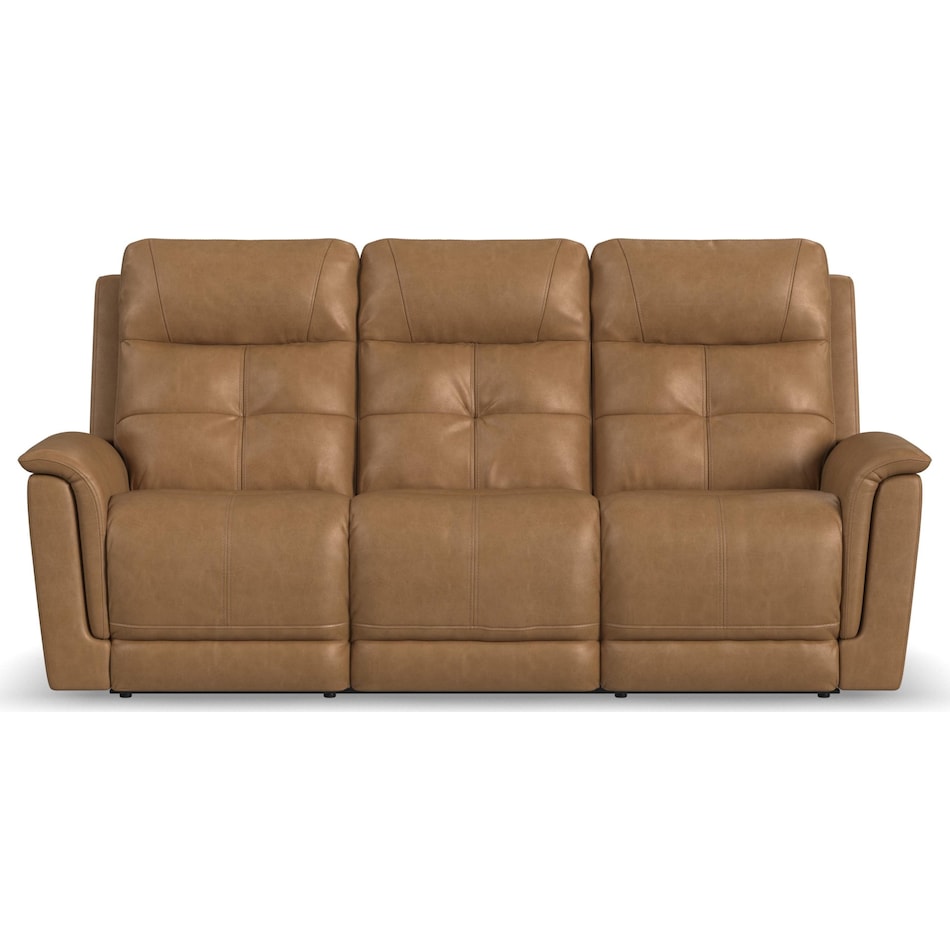 randy almond power leather reclining sofa   