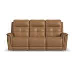 randy almond power leather reclining sofa   