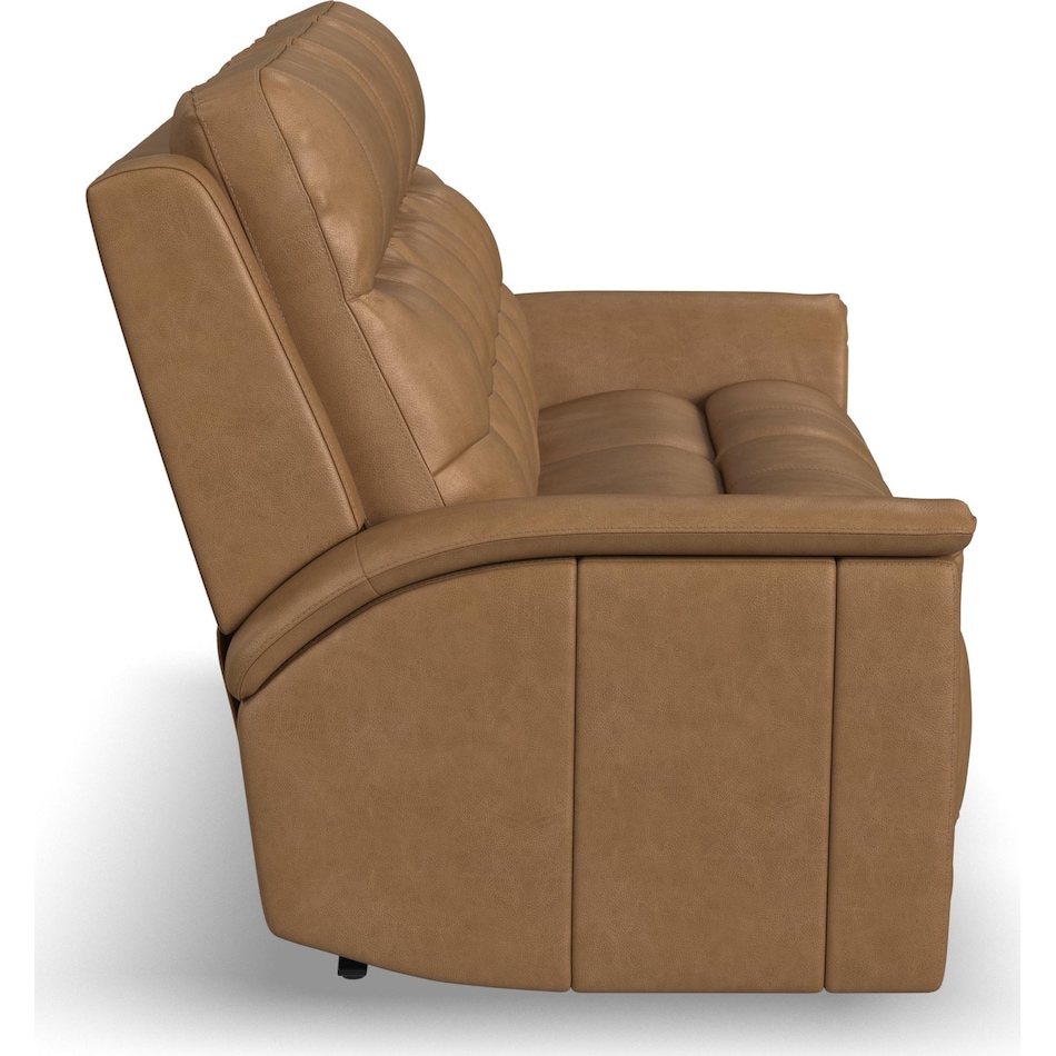 randy almond power leather reclining sofa   