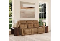 randy almond power leather reclining sofa   