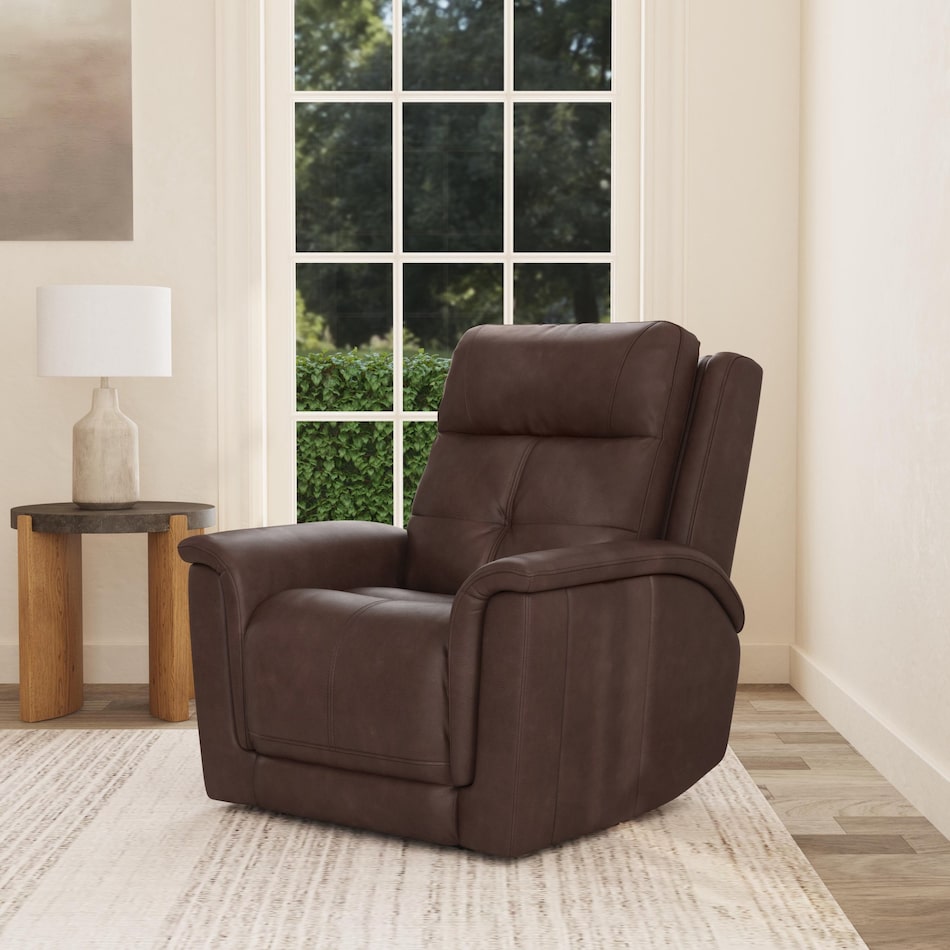 randy chocolate power leather recliner   
