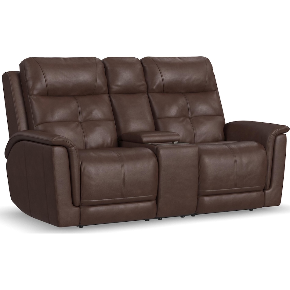 randy chocolate power leather reclining console loveseat   