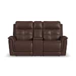 randy chocolate power leather reclining console loveseat   