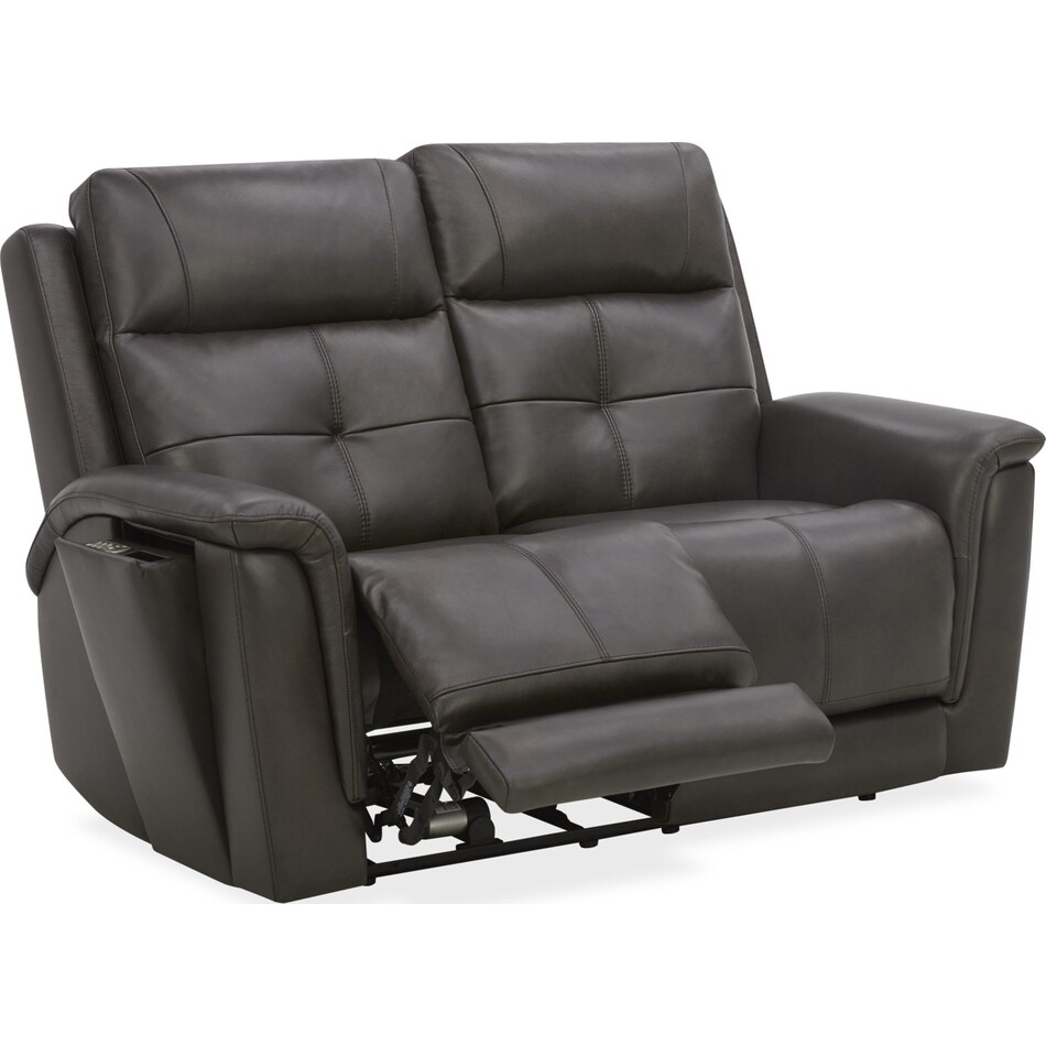 randy chocolate power leather reclining loveseat   