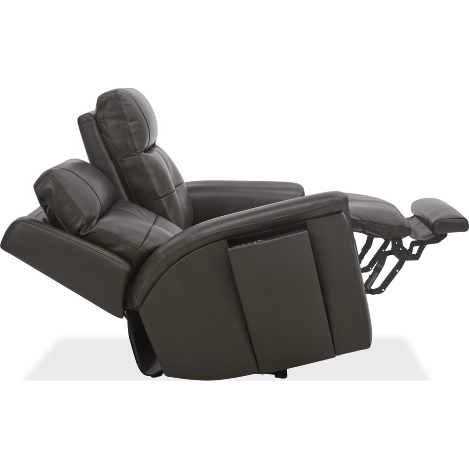 randy chocolate power leather reclining loveseat   