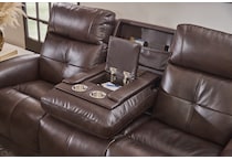 randy chocolate power leather reclining sofa   
