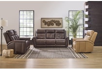 randy chocolate power leather reclining sofa   