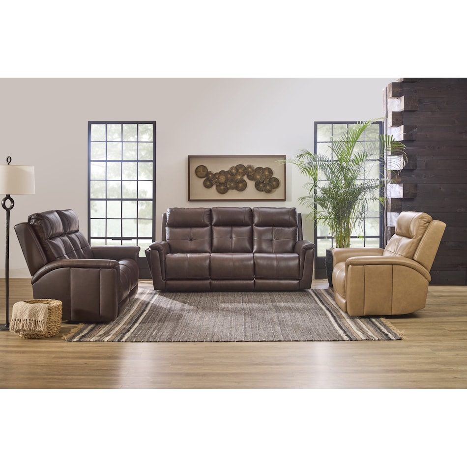 randy chocolate power leather reclining sofa   