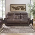 randy chocolate power leather reclining sofa   