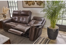 randy chocolate power leather reclining sofa   