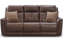 randy chocolate power leather reclining sofa   