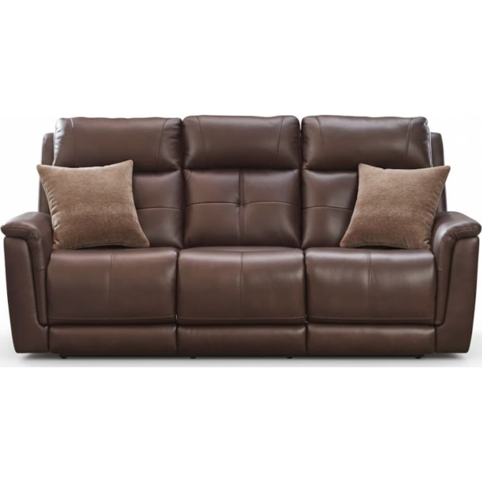 randy chocolate power leather reclining sofa   