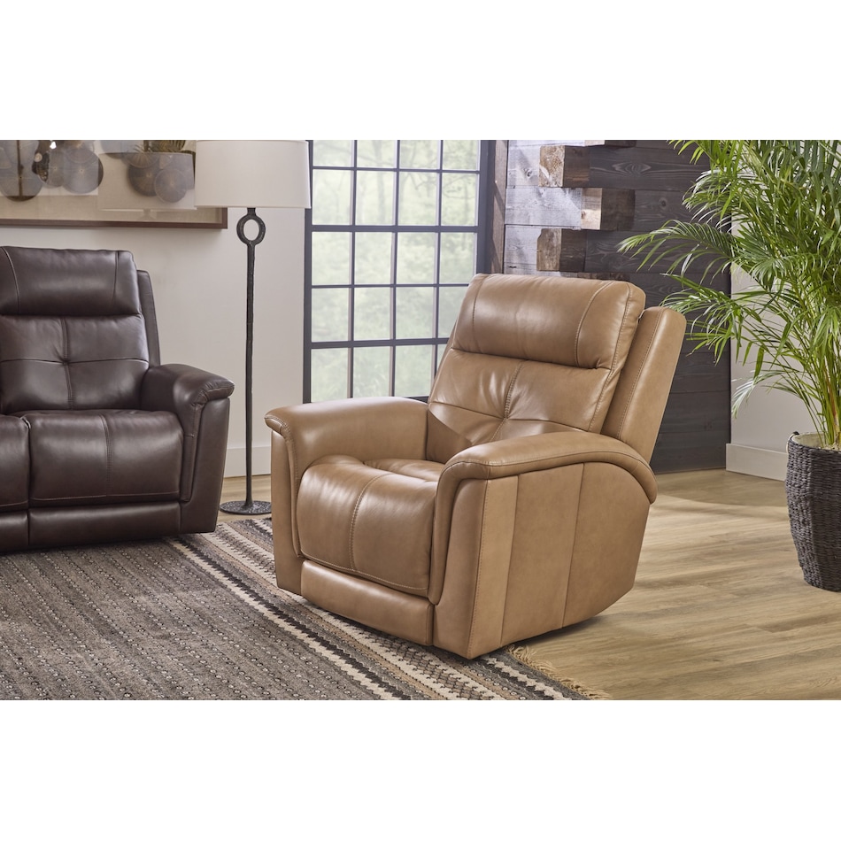 randy tan power leather recliner   