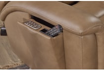 randy tan power leather reclining console loveseat   