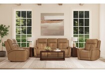 randy tan power leather reclining console loveseat   