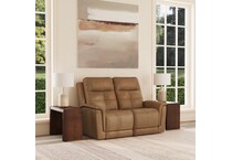 randy tan power leather reclining loveseat   
