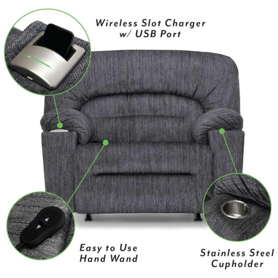 reader romeo graphite power rocker recliner   