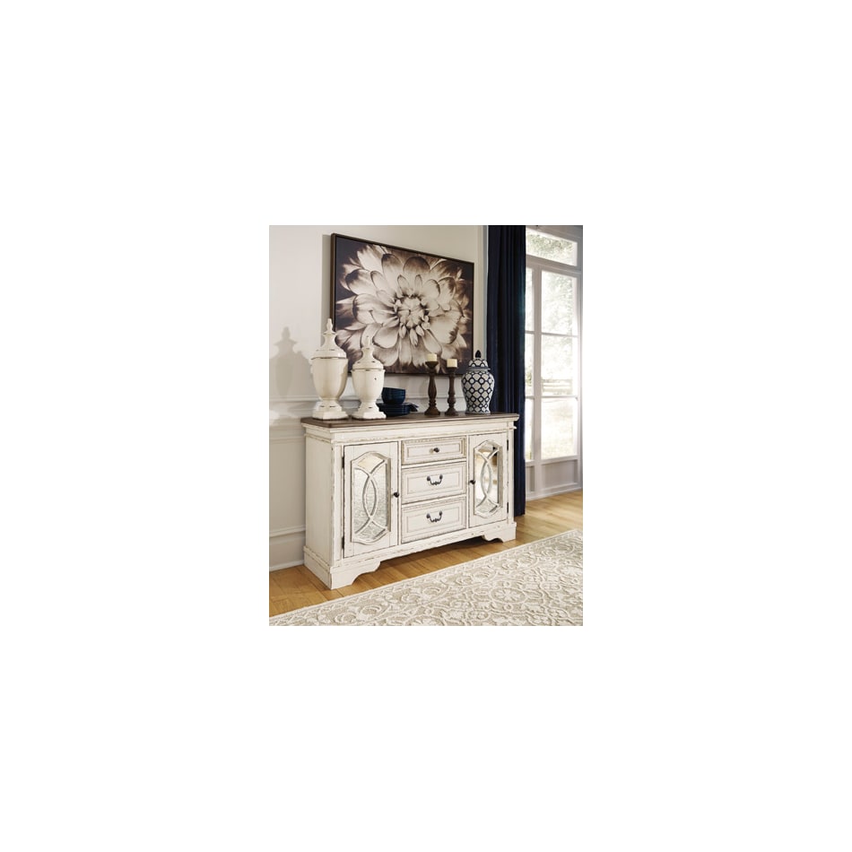 realyn chipped white sideboard server   