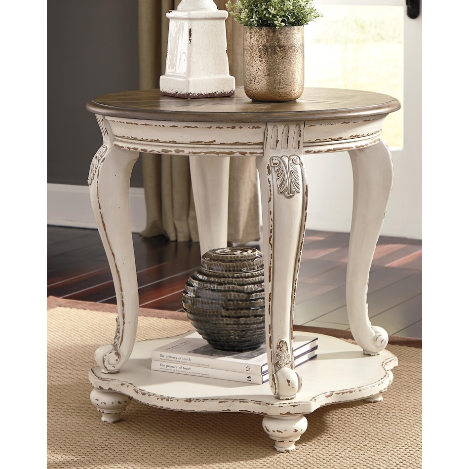 realyn white end table   