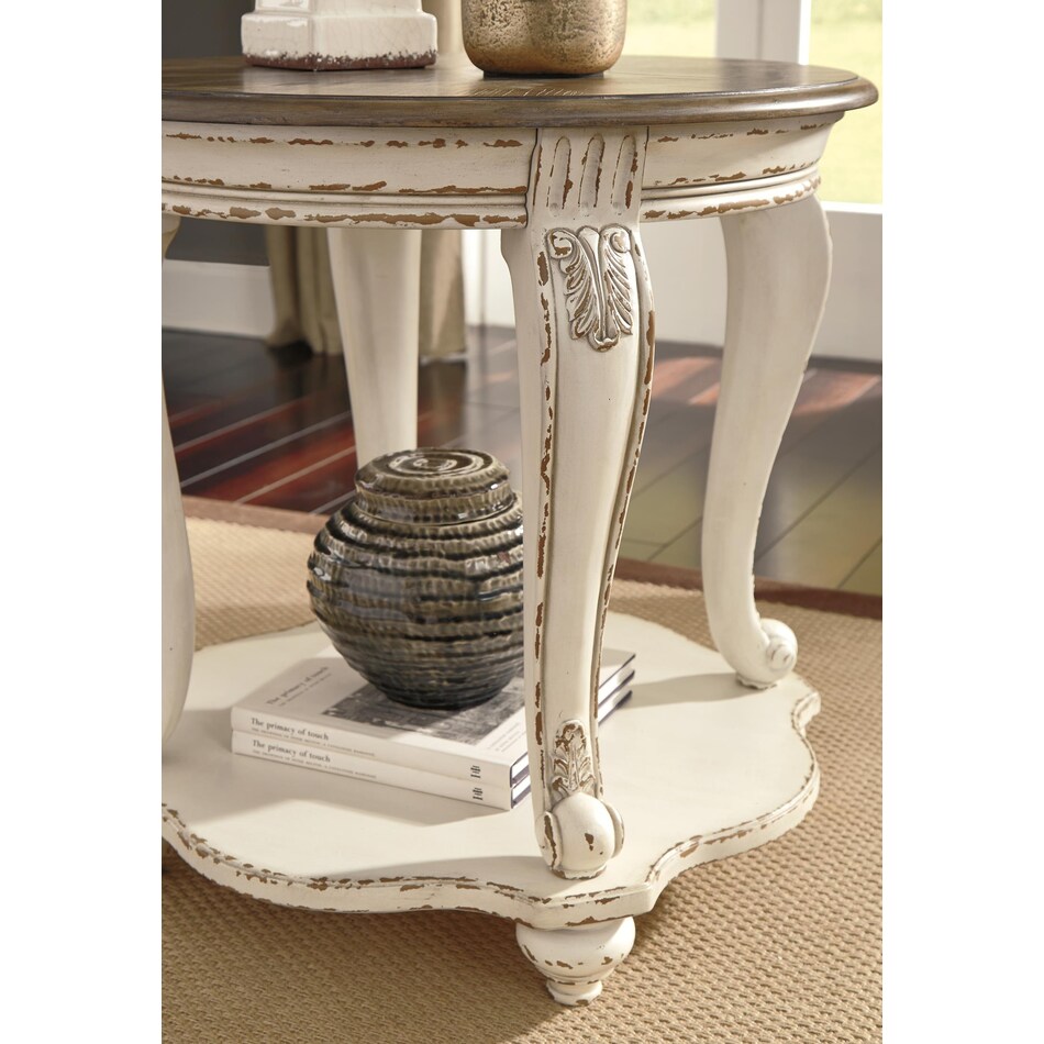 realyn white end table   