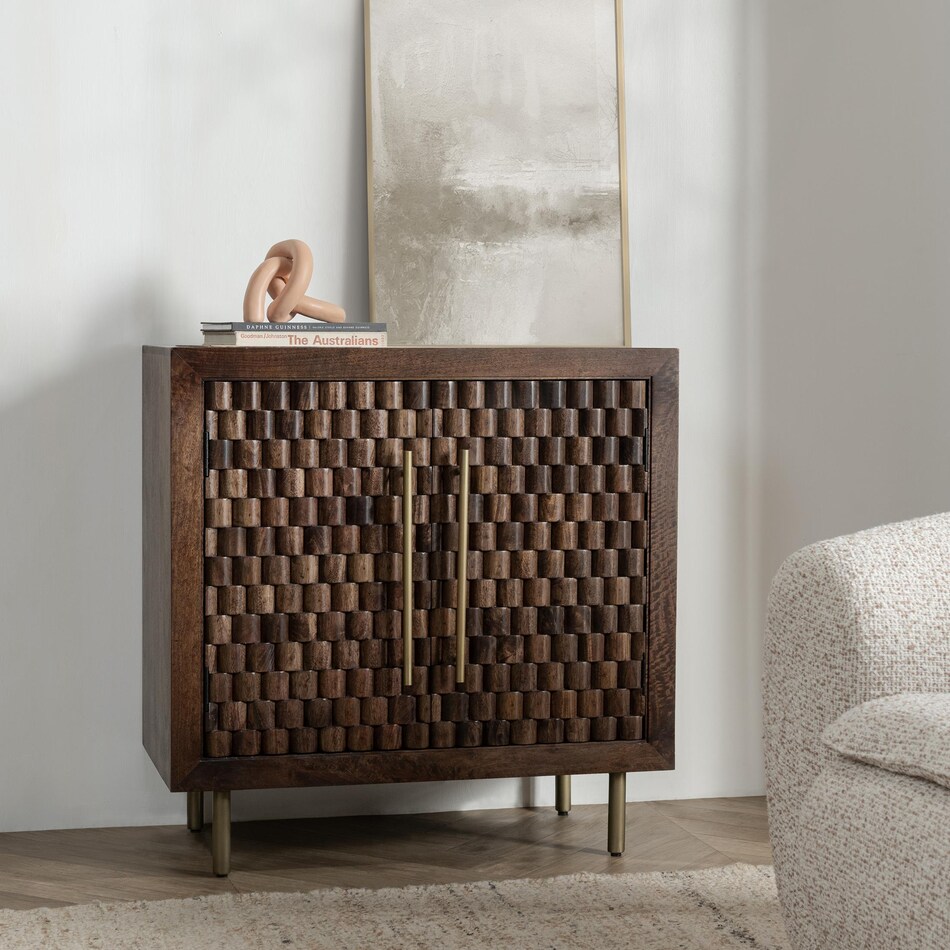 redford chat set bark brown accent cabinet   