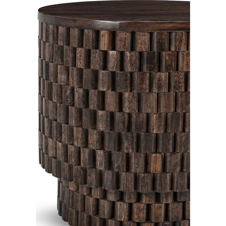 redford chat set bark brown end table   