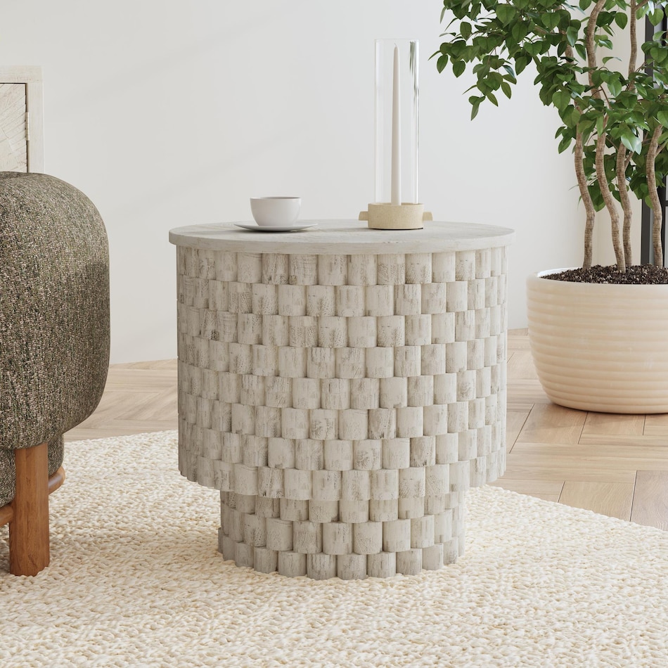 redford chat set coastal white end table   