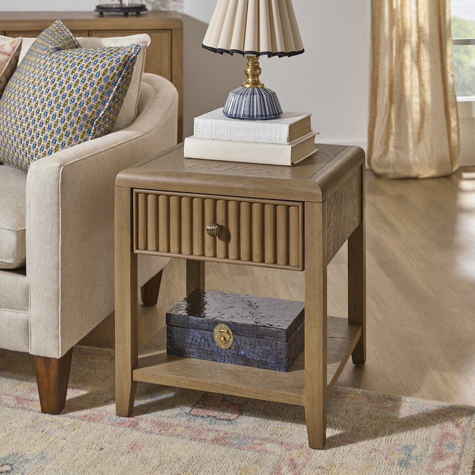 reece light brown chairside table   
