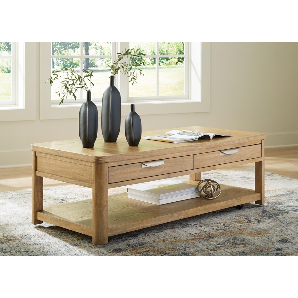 rencott light brown cocktail table lift top   