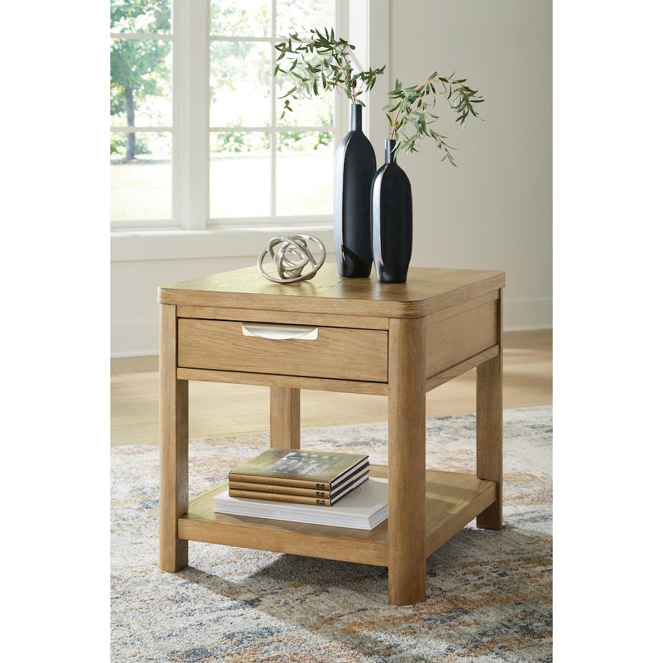 rencott light brown end table   