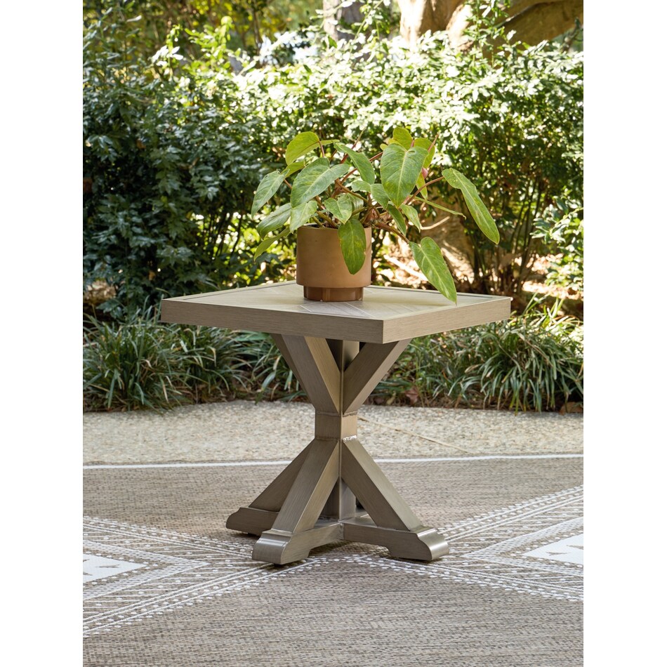 revare beach beige end table   