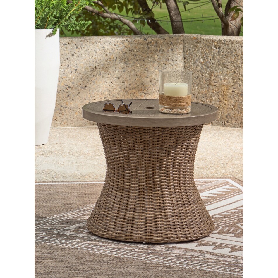 revare beach beige end table   