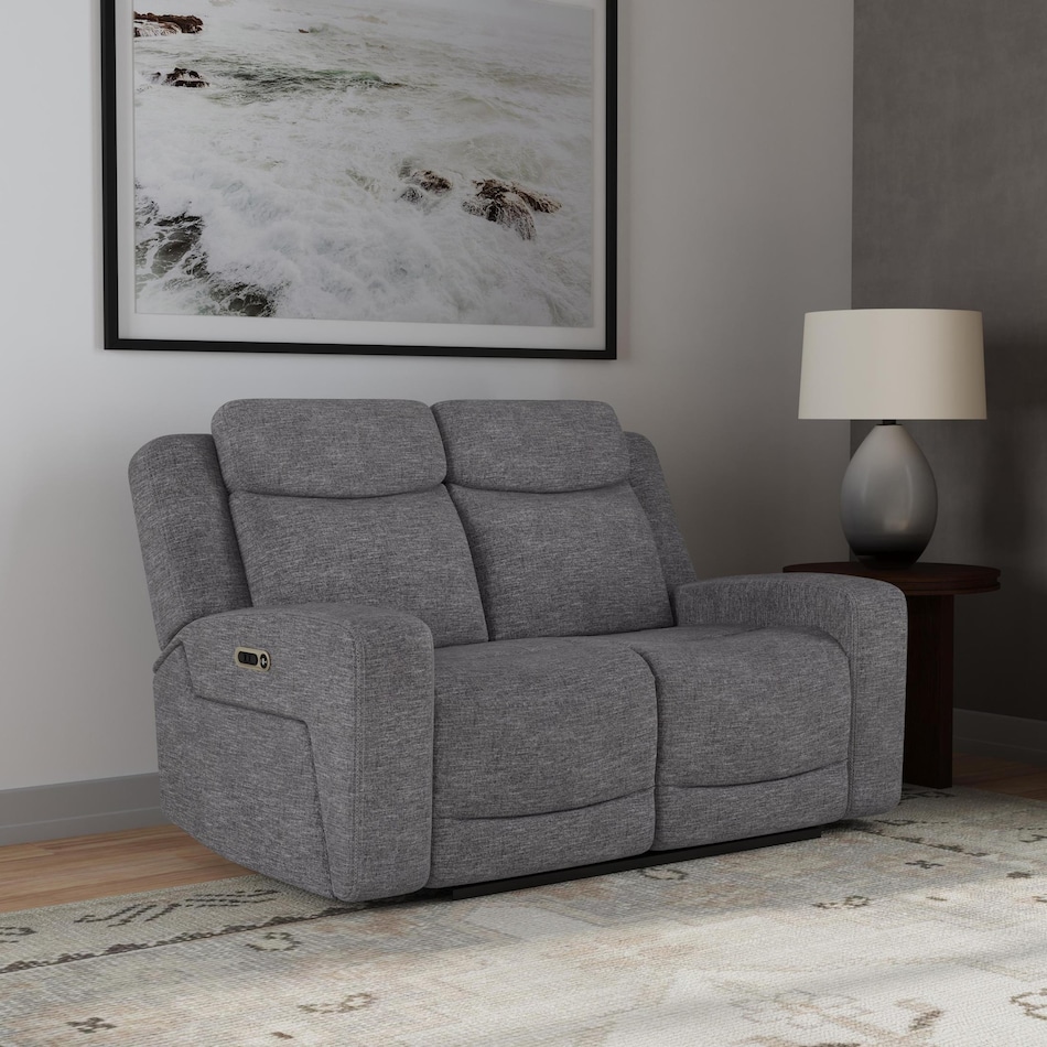 richland grey power reclining loveseat   